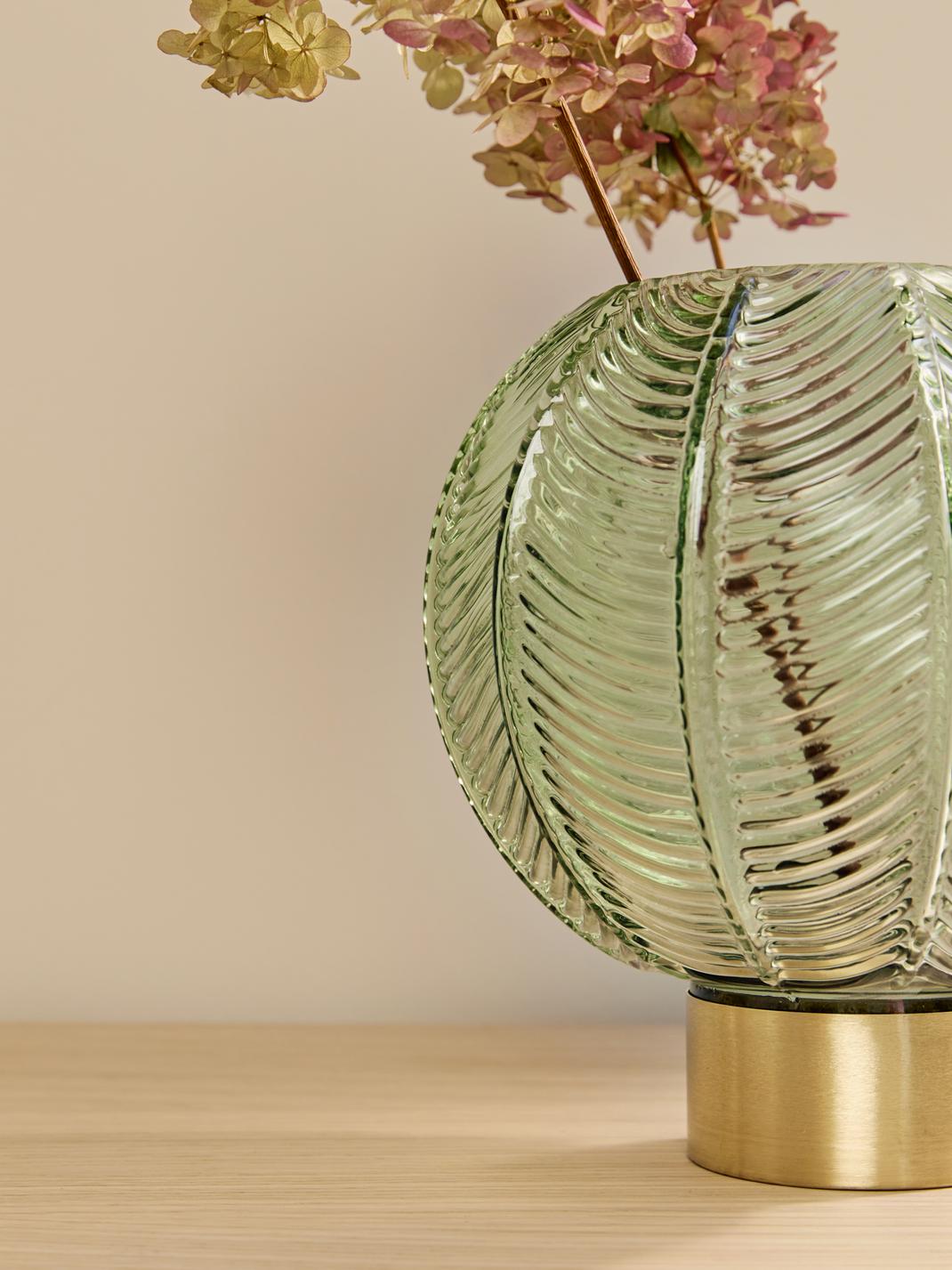 Vase sphérique strié au style art déco  مزهرية زجاج