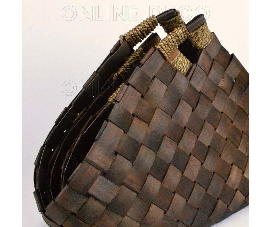 Panier Leñero Tressé Marron, XL Grande Carré, Doublure De Sparte